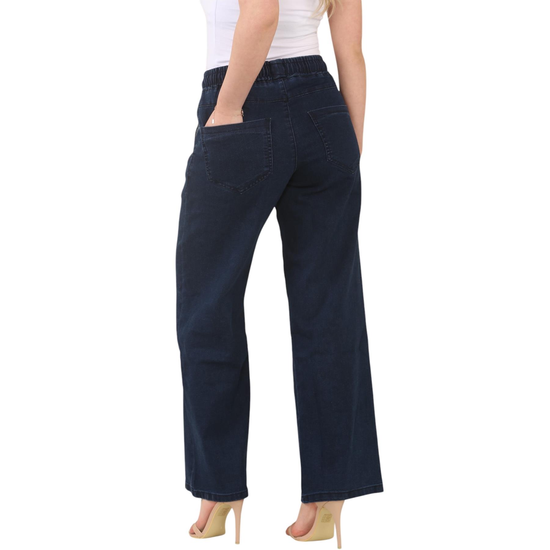 Jeans donna MYT gamba larga elasticizzato vita alta gamba dritta donna denim pantaloni - Foto 17 di 22