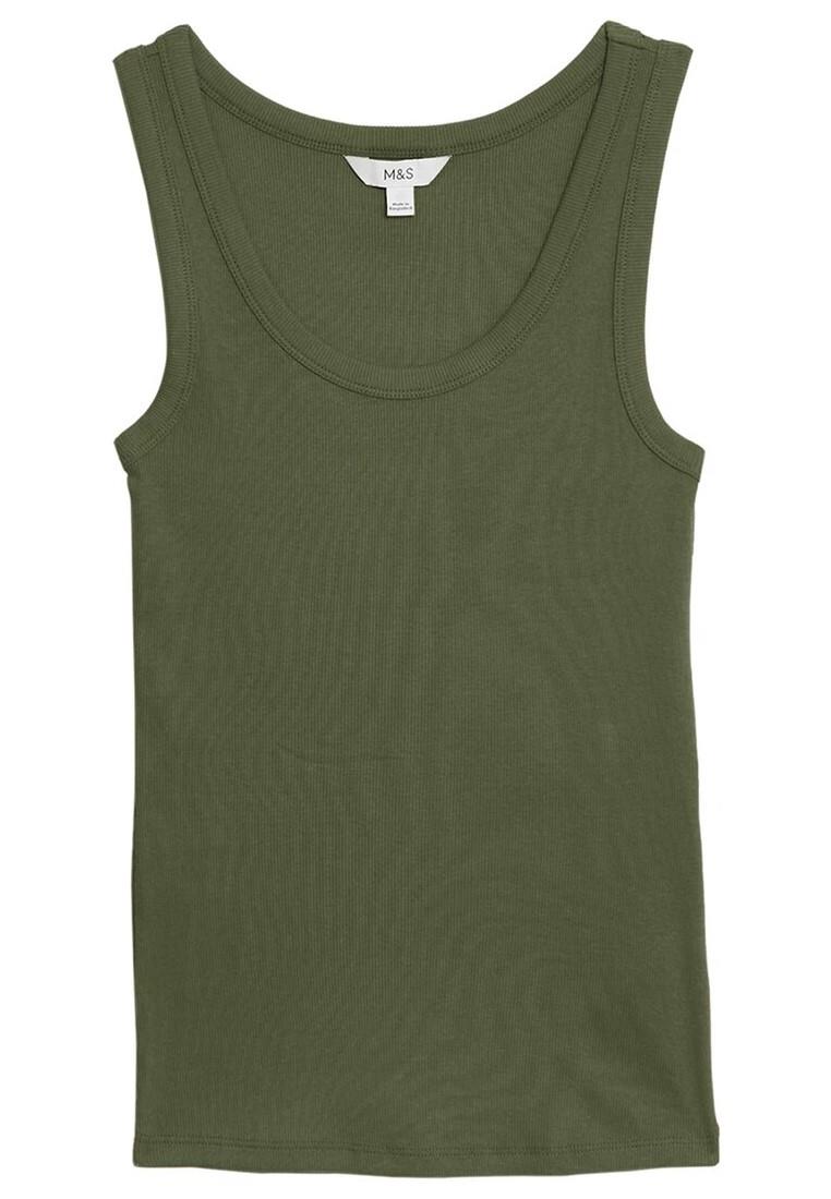 EX M&S ärmelloses geripptes Damenoberteil mit U-Ausschnitt und hohem Baumwollanteil Slim Fit Trägertop - Bild 39 von 39