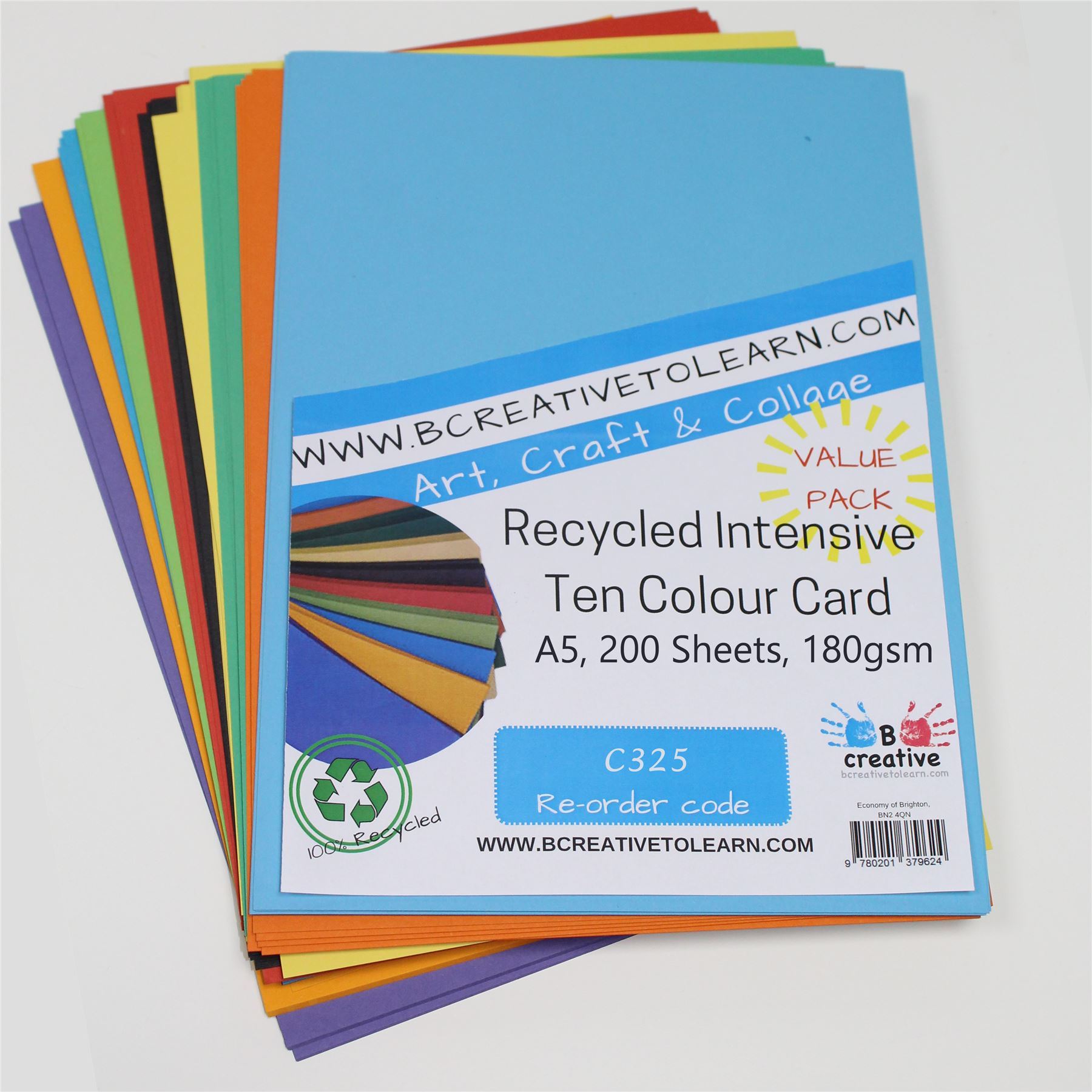 A5 Colour Card Bright Intensive Assorted Recycled 100 Sheets - Imagen 3 de 3