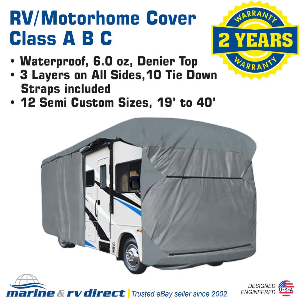 Engine And Both Side Storage Areas Waterproof Durable RV Motorhome Fifth Wheel Cover Covers Class A B C Fits Length 31-34 New Travel Trailer Camper Zippered Panels Allow Access To The Door
