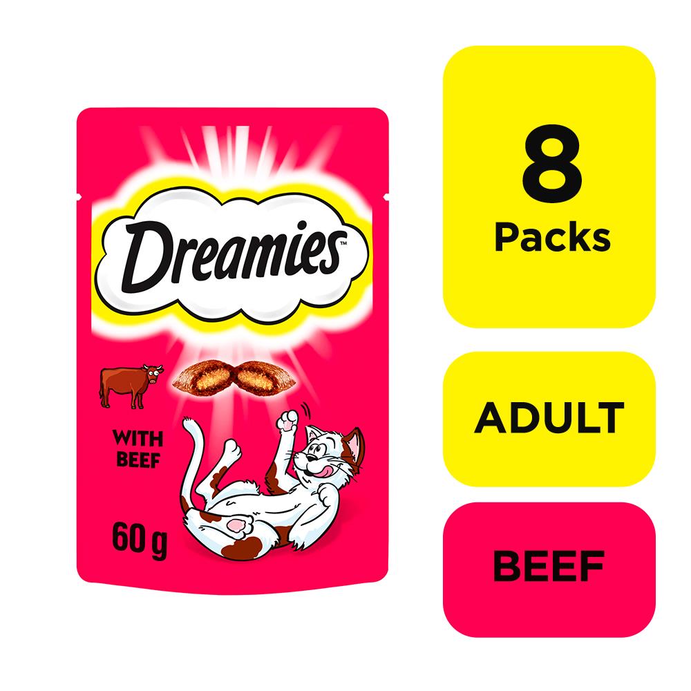 8 x 60g Dreamies Adult 1+ Cat Treats with Beef Cat Biscuits (480g) eBay