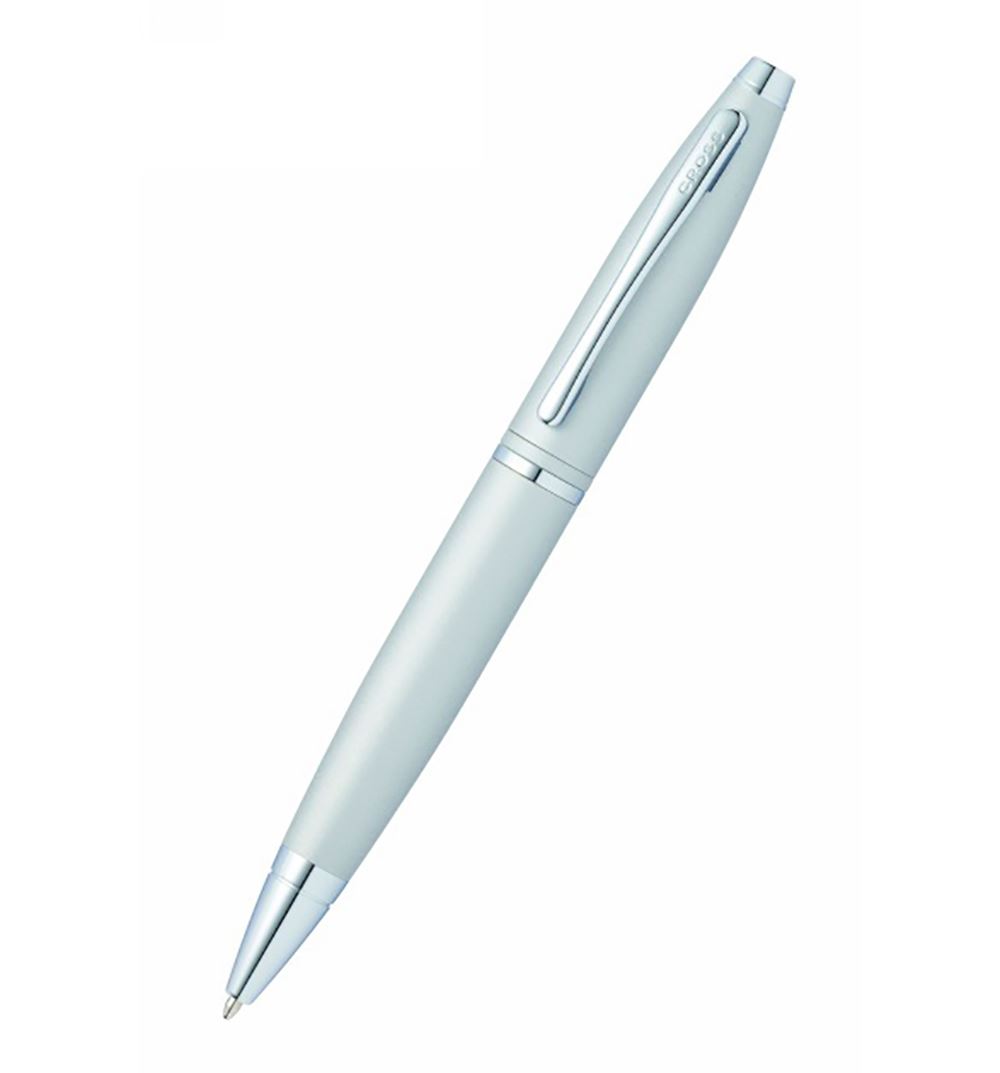 Cross Calais Satin Chrome Ballpoint Pen with TrackR Black Pouch Set Black Ink