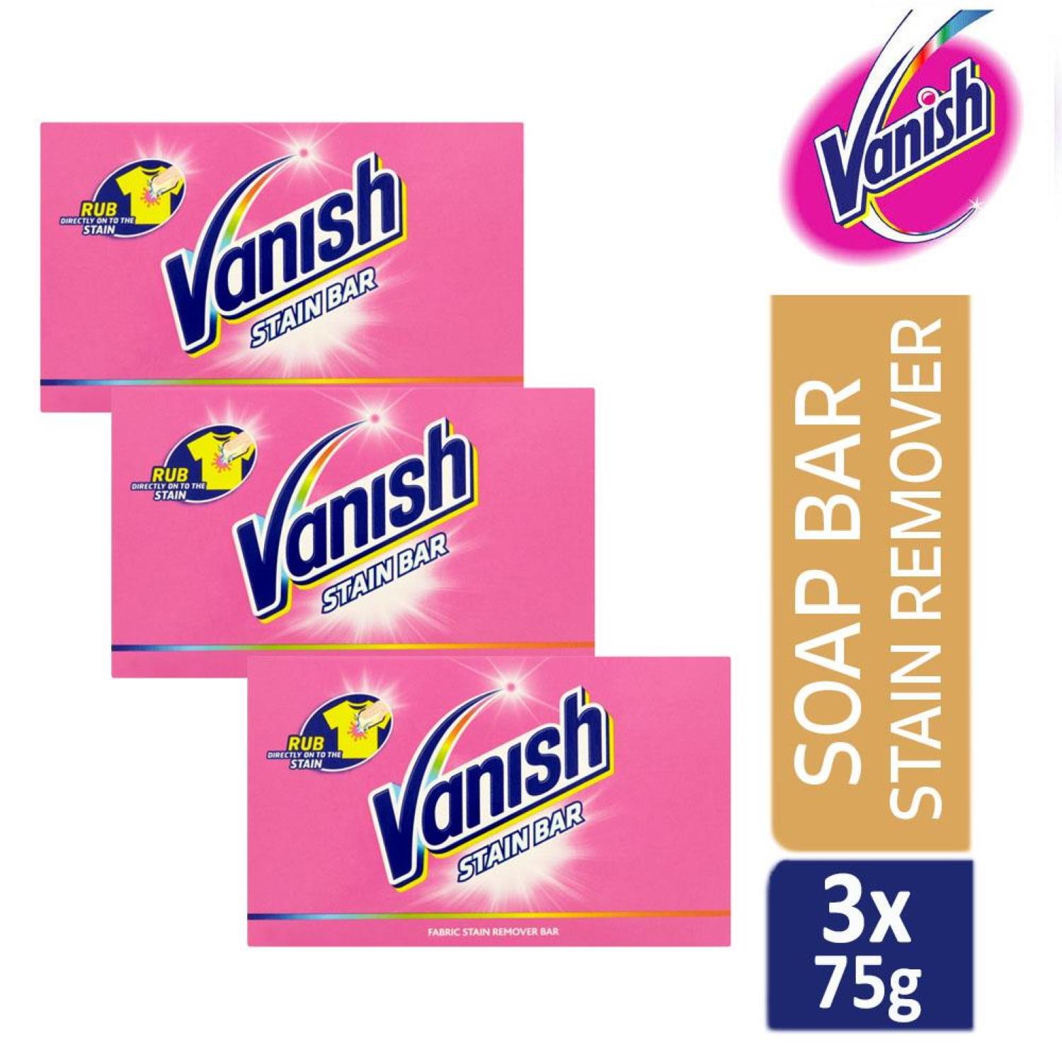 3 x Vanish Stain Remover PreWash Soap Bar Laundry Washing 75g Per Bar