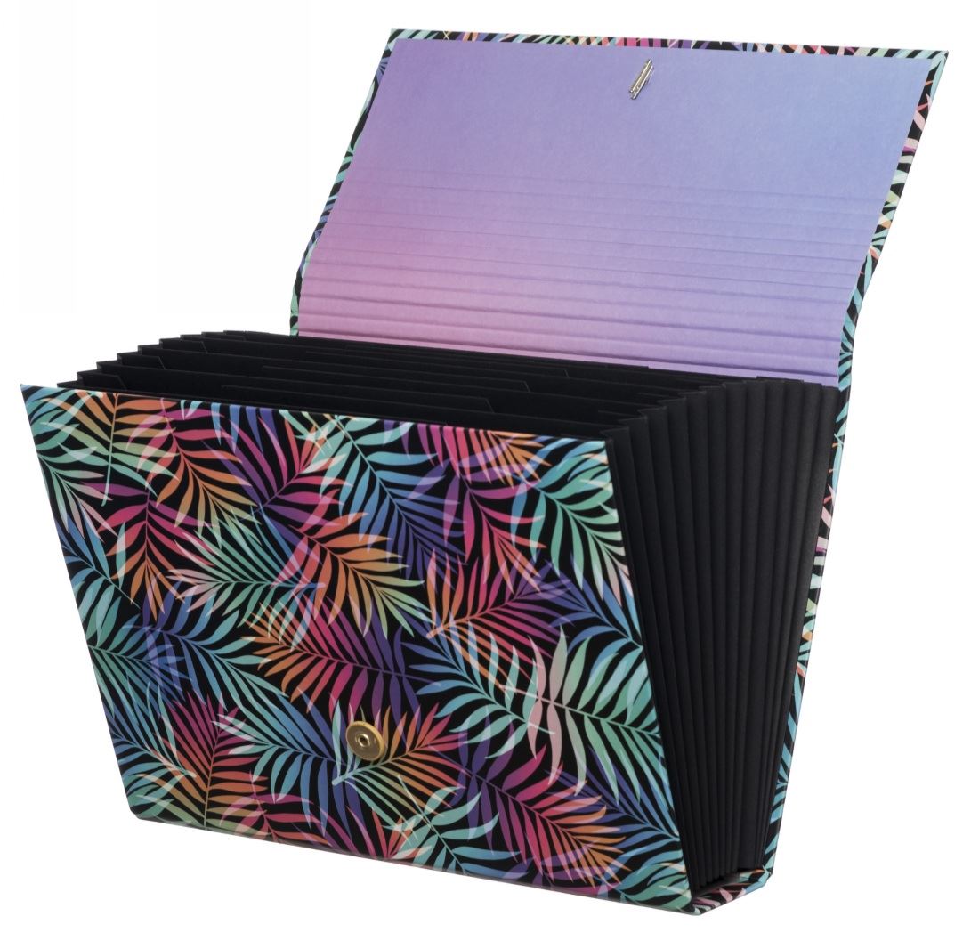 WHSmith Wild Tropique A4 Rollbound Expanding File 12 Black Expanding