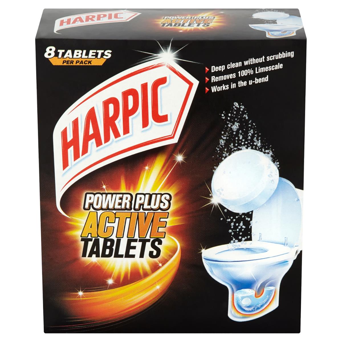 6 x Harpic Power Plus Toilet Cleaner Active 8 Tablet Removes 100