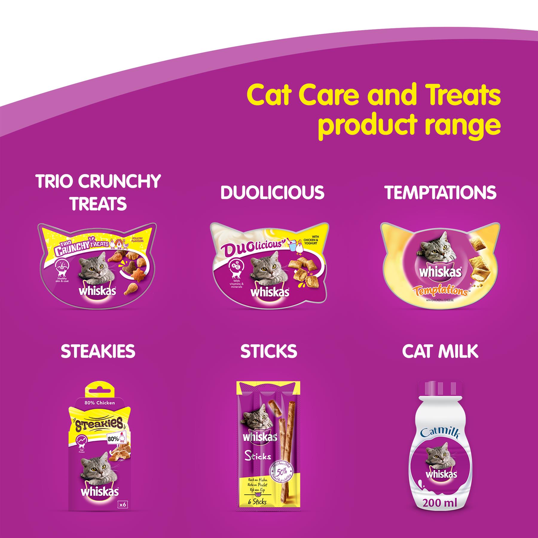 8 x 60g Whiskas Temptations Adult Cat Treats with Turkey Cat Biscuits