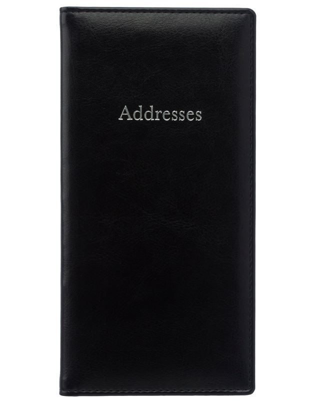 WHsmith Black Slim Luxury Leather Effect Address Book With Silver Edge