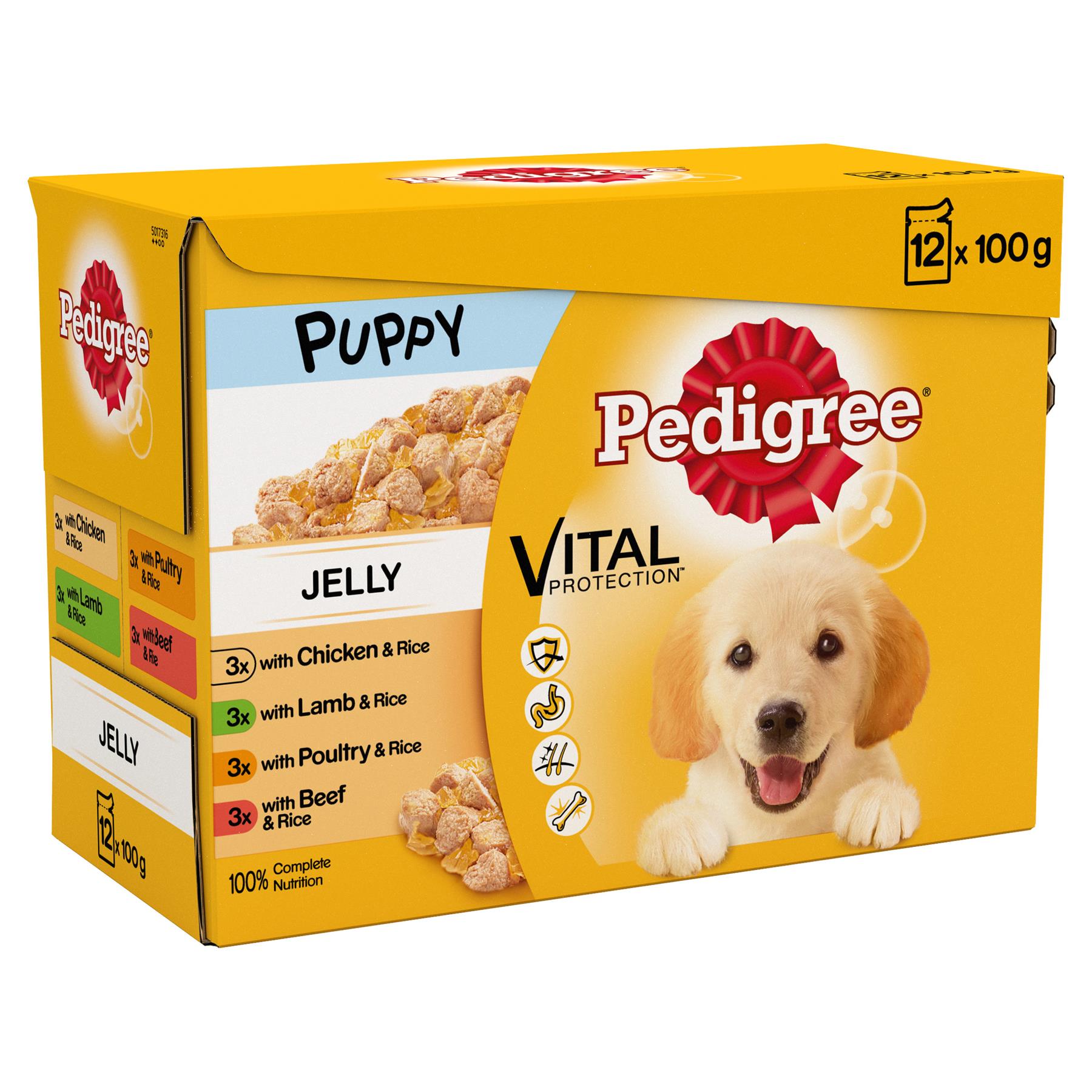 96 x 100g Pedigree Puppy Junior Wet Dog Food Pouches Mixed Selection in Jelly eBay