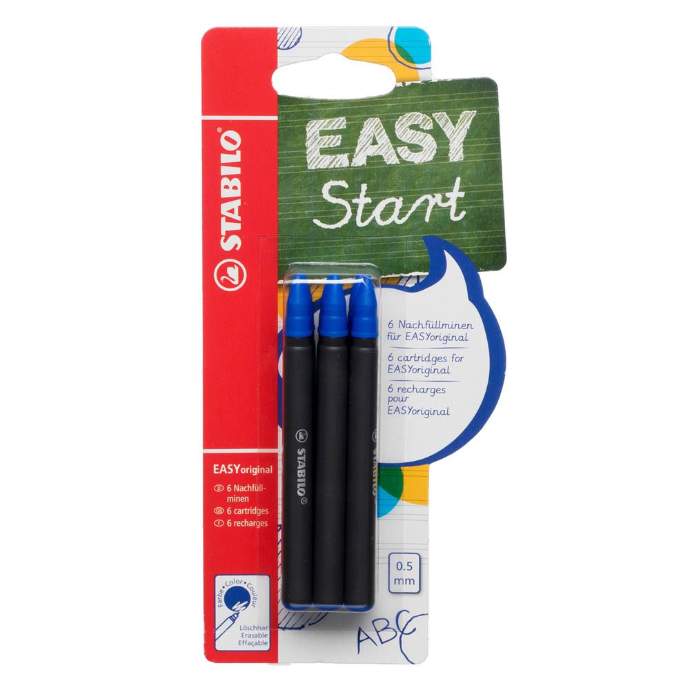 Stabilo Easy Start Rollerball Pen Refills Blue Ink 0.5mm Nib Pack Of 6