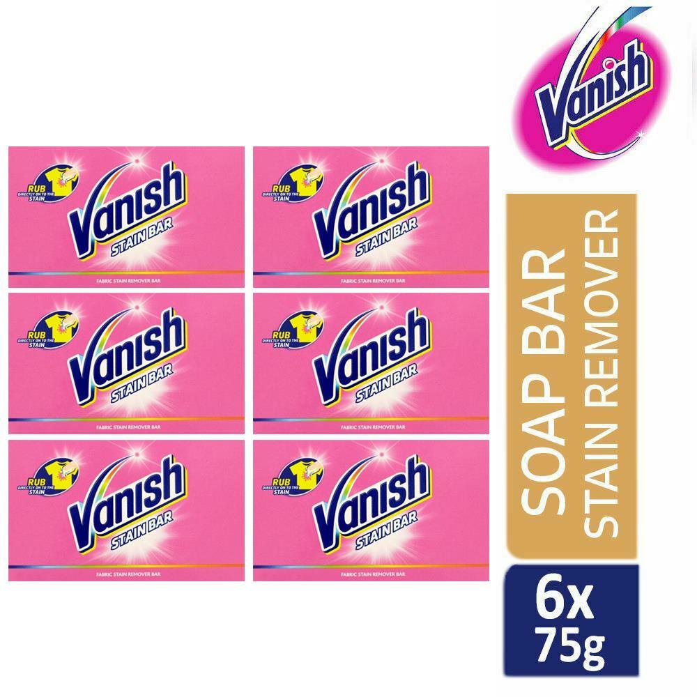 6 x Vanish Stain Remover PreWash Soap Bar Laundry Washing 75g Per Bar