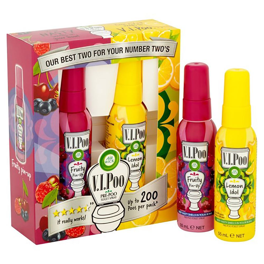 Air Wick VIPOO Toilet Bathroom Spray Freshener Odour Neutraliser Set (2