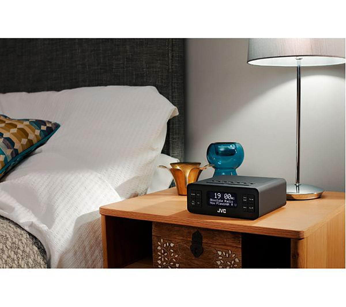 JVC RAD38B DAB Clock Radio Black With 20 Presets & Dual Alarm Unit