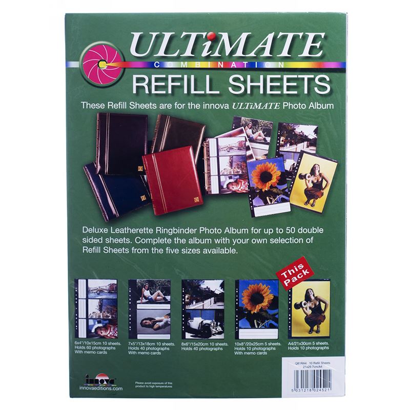 Innova Ultimate Combination A4 SlipIn Photo Album Refills 10x8" Black