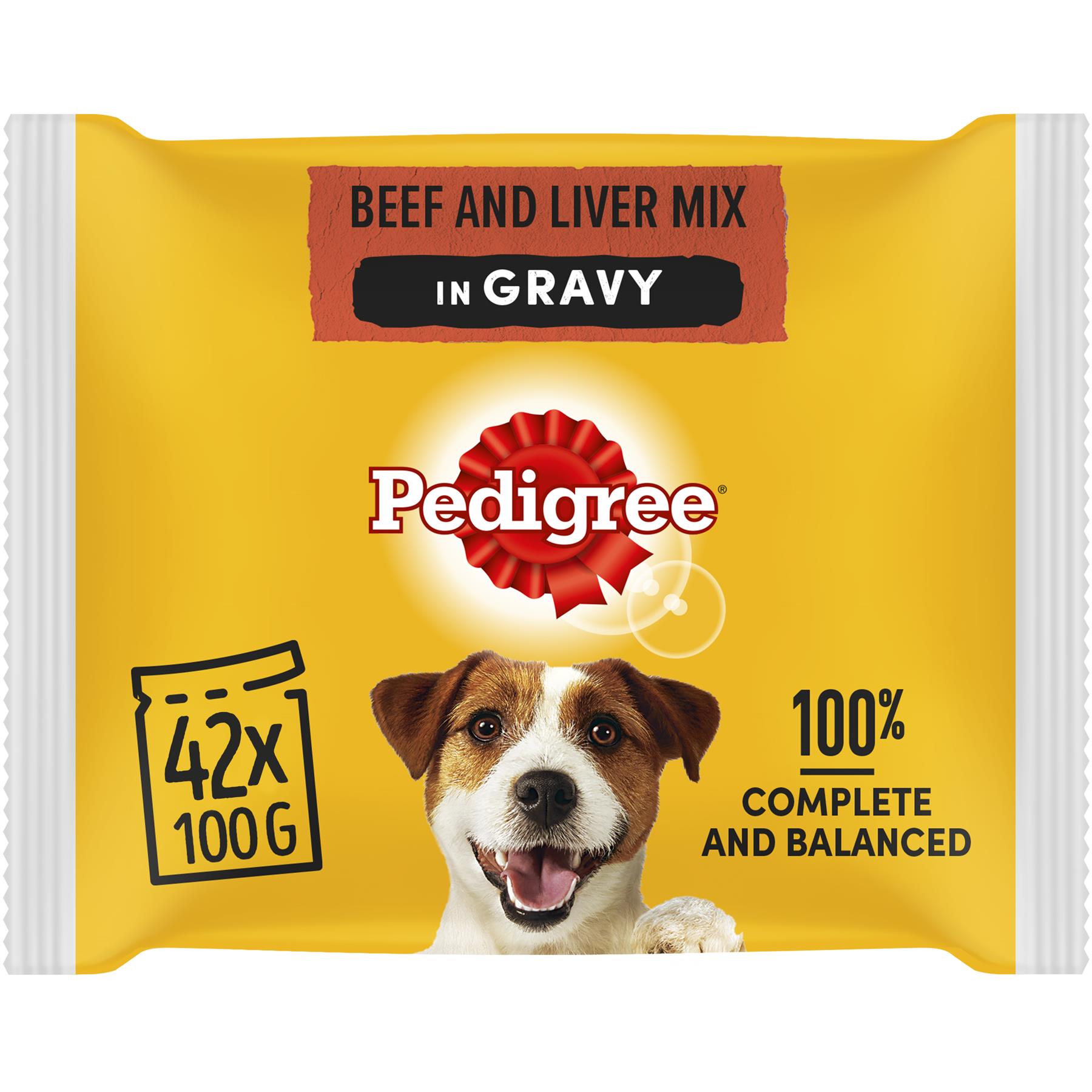 42 x 100g Pedigree Beef in Gravy Wet Dog Food Pouches eBay