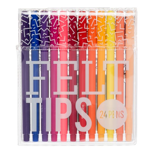 WHSmith Felt Tip Colouring Pens Multi Ink Super Washable Ink Pack of 24