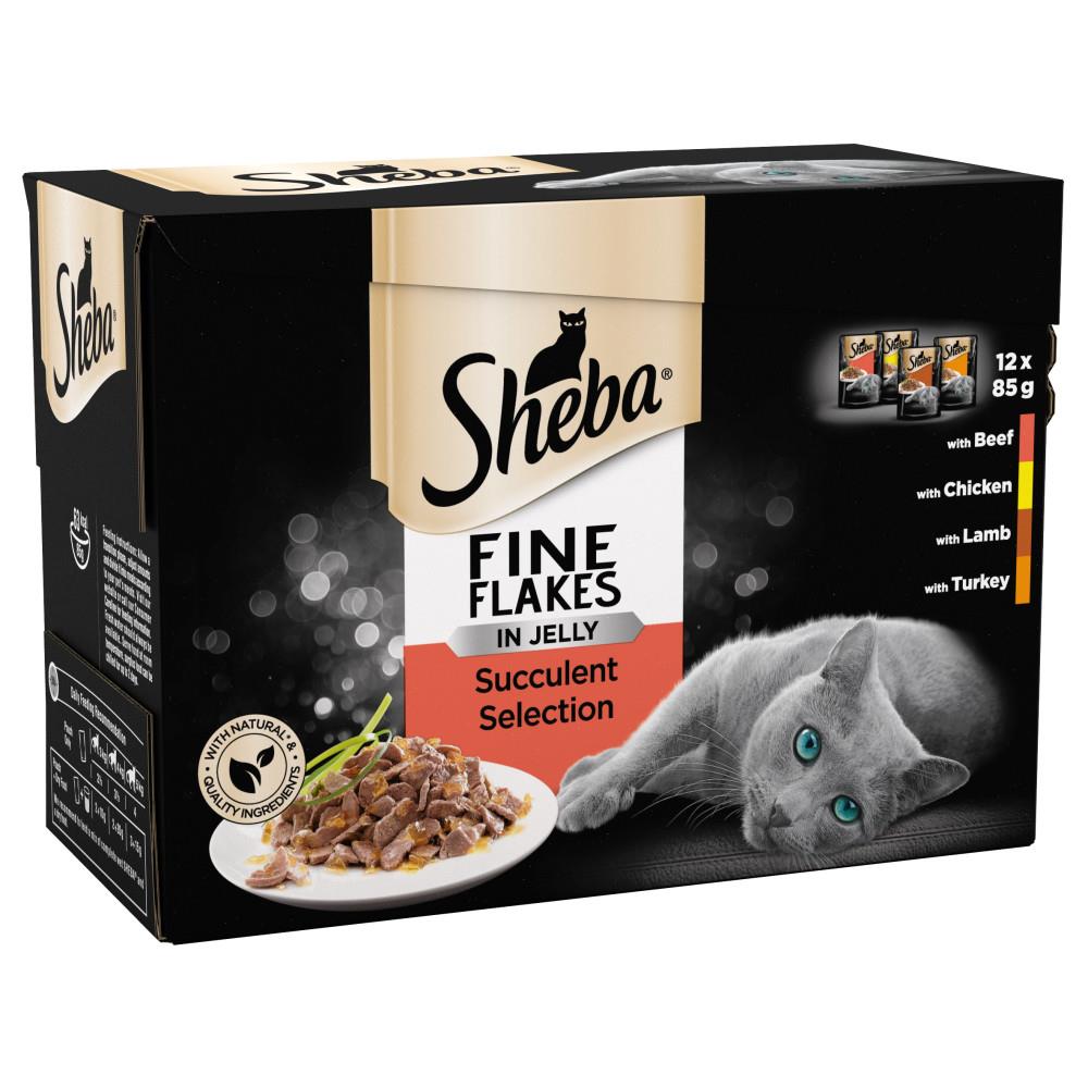 144 x 85g Sheba Fine Flakes Adult Wet Cat Food Pouches Mixed Selection