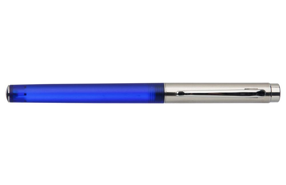 WHSmith Fountain Pen with Chrome Trim Medium Nib Blue Ink Stainless