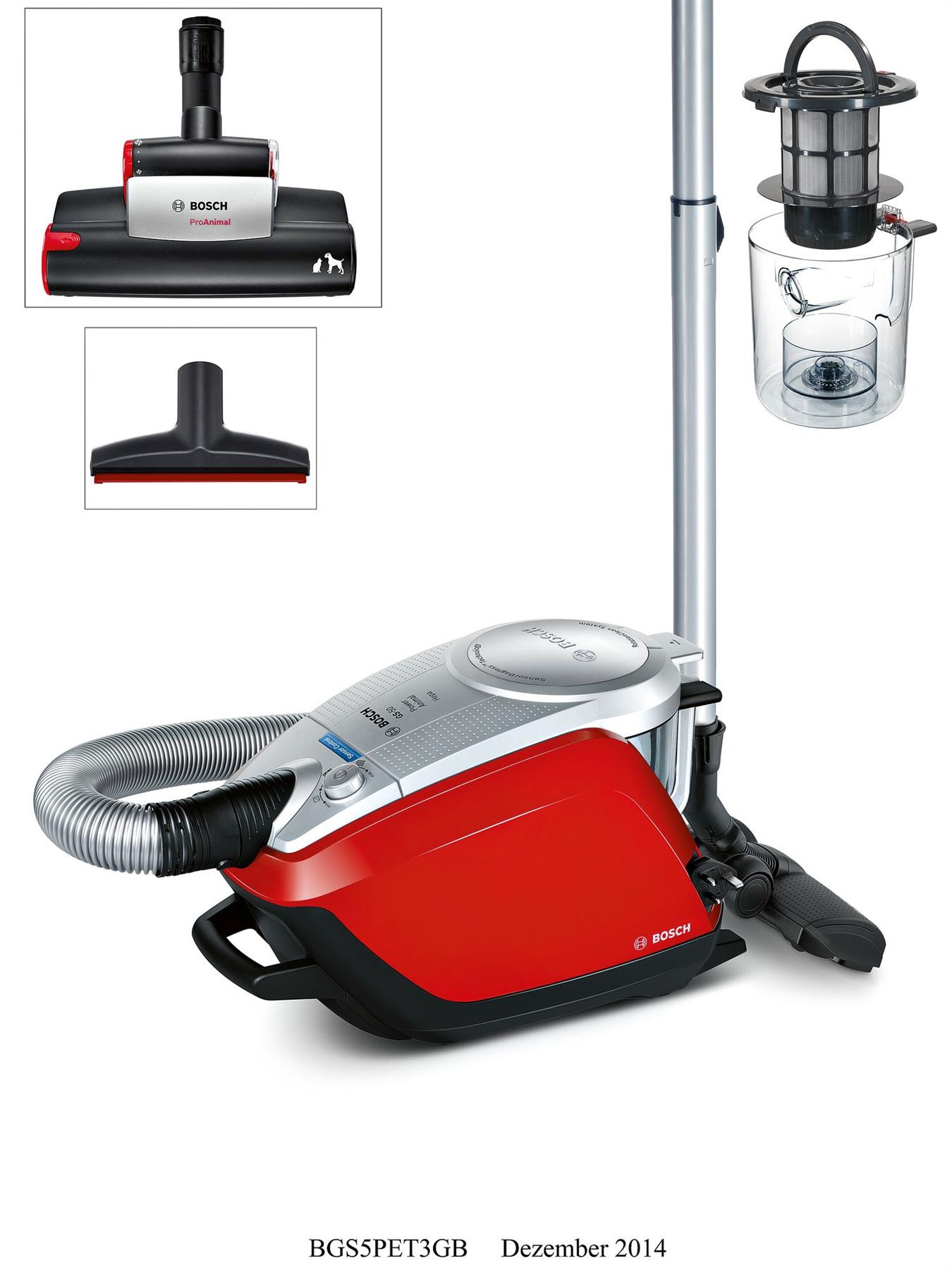 Bosch BGS5PET3GB Power Animal GS50 Cylinder Corded Vacuum Cleaner