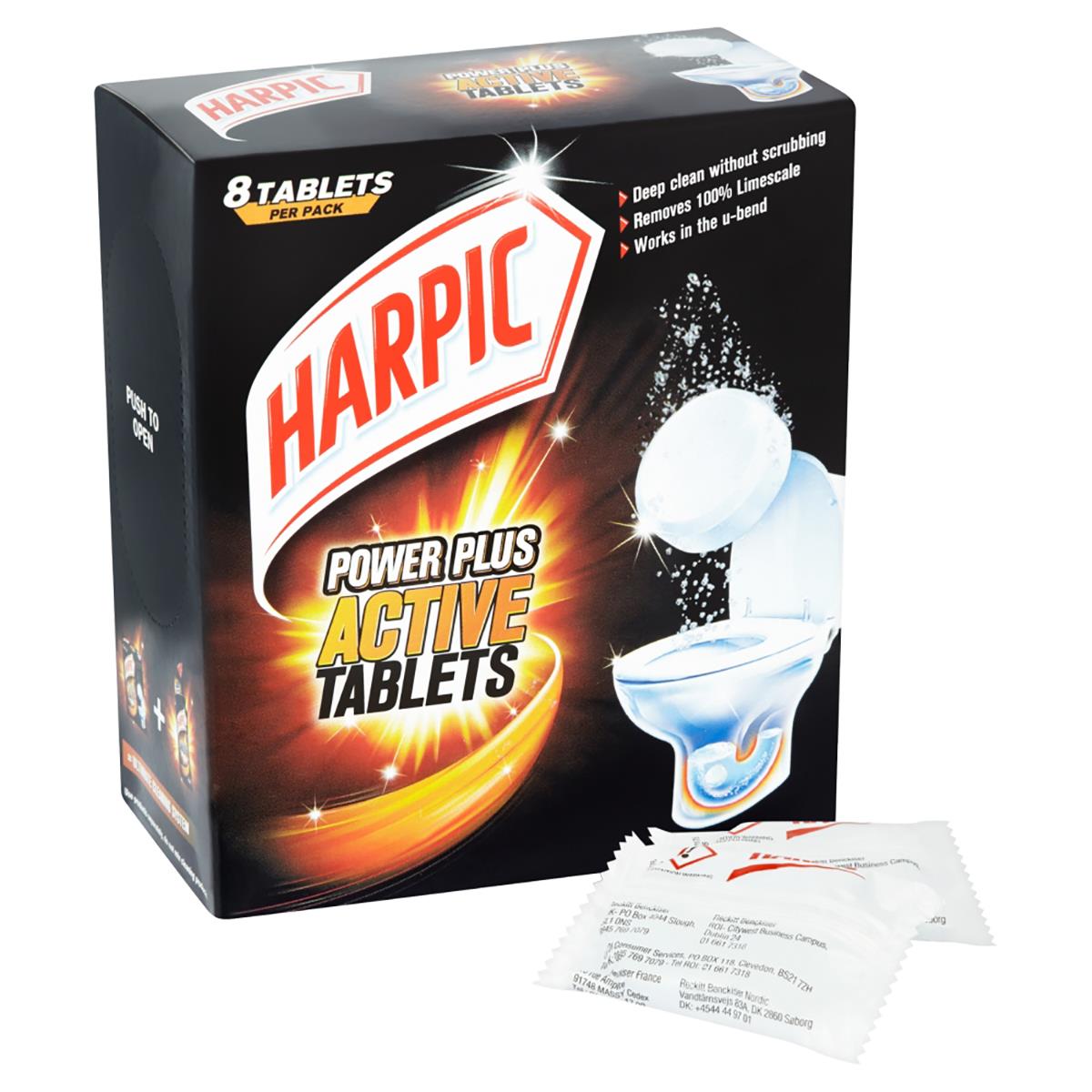 3 x Harpic Power Plus Toilet Cleaner Active 8 Tablet Removes 100
