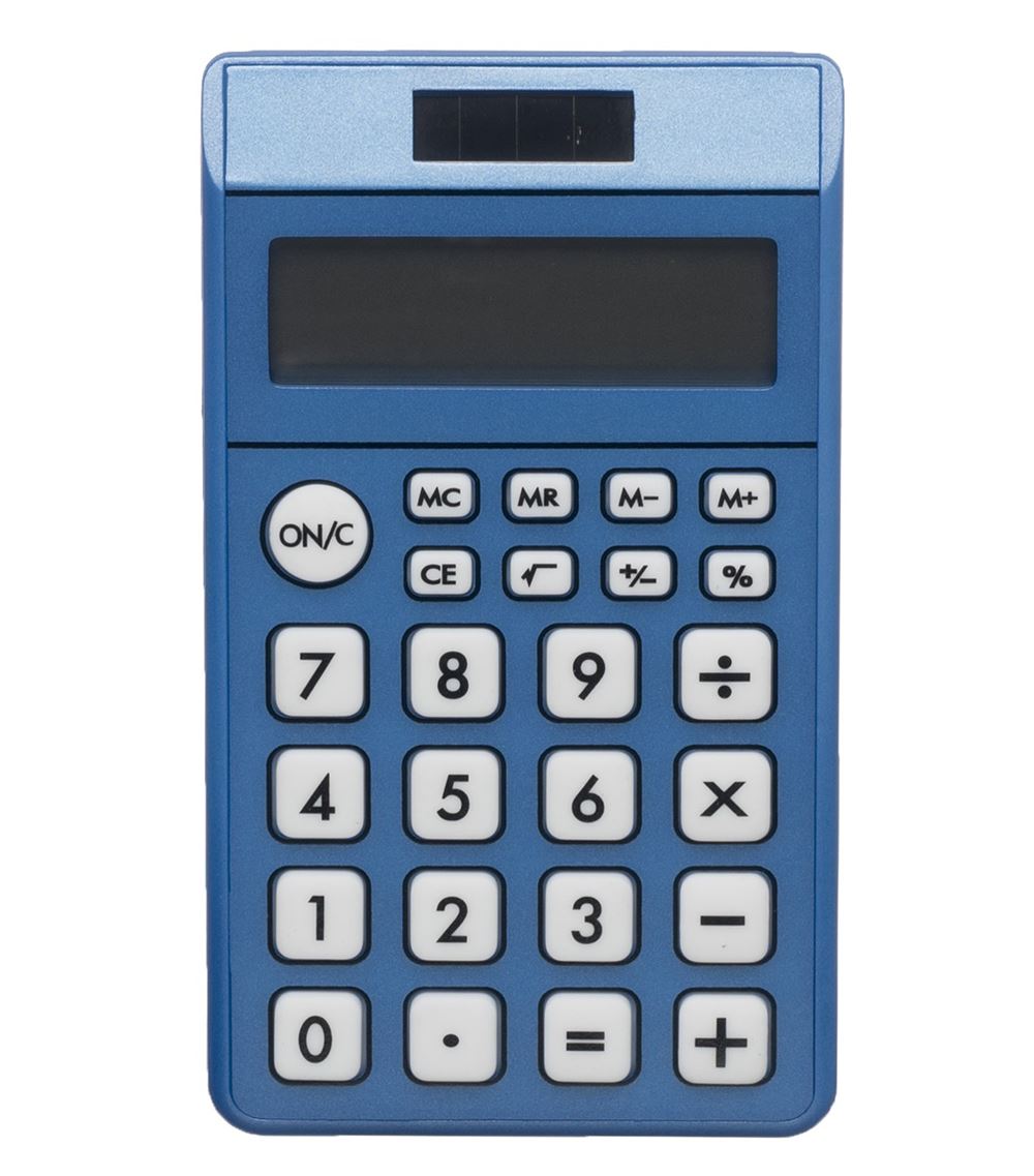 WHSmith Blue Pocket Calculator With Four Function Memory In Dual Power