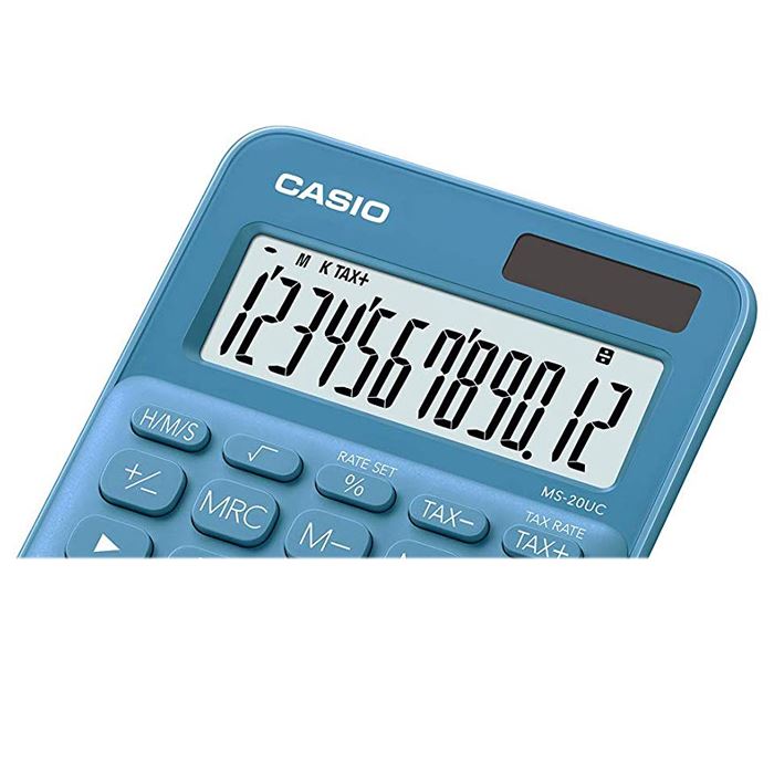 Casio MS20UCBU Basic Desktop Calculator 2Way Power 12 Digits Extra
