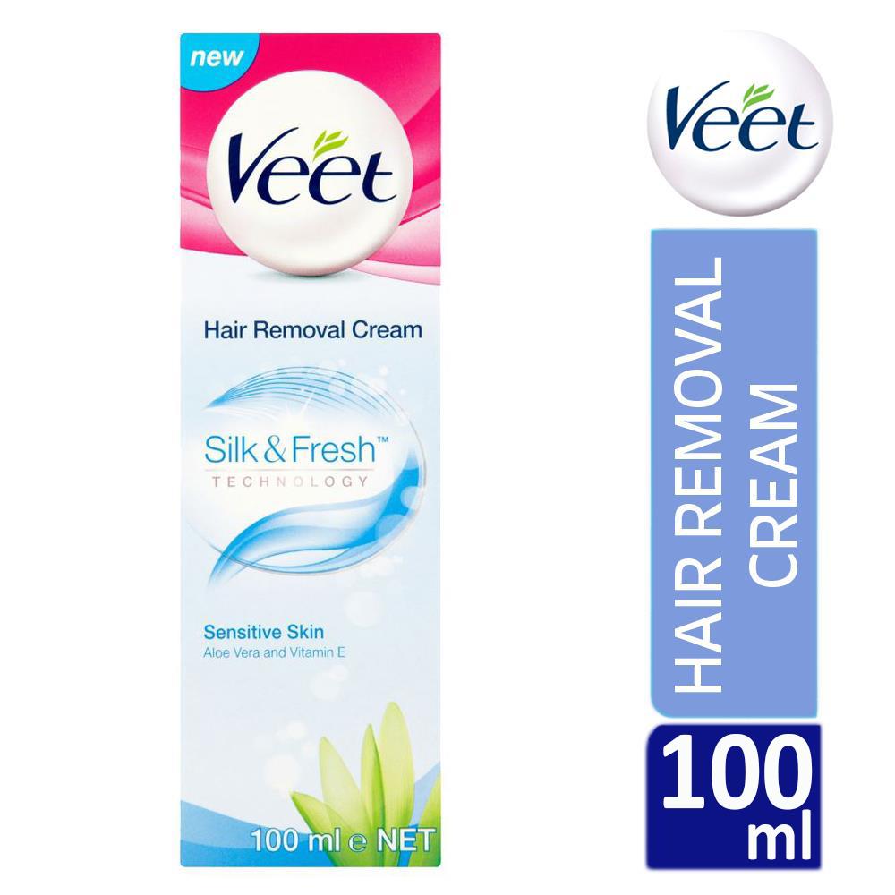 Veet Silk & Fresh Hair Removal Cream 100ml For Sensitive Skin With Aloe