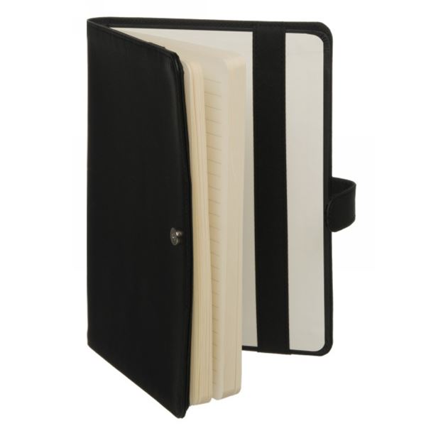 WHSmith Moderno Plain Black Leather Refillable A5 Notebook Case Bound