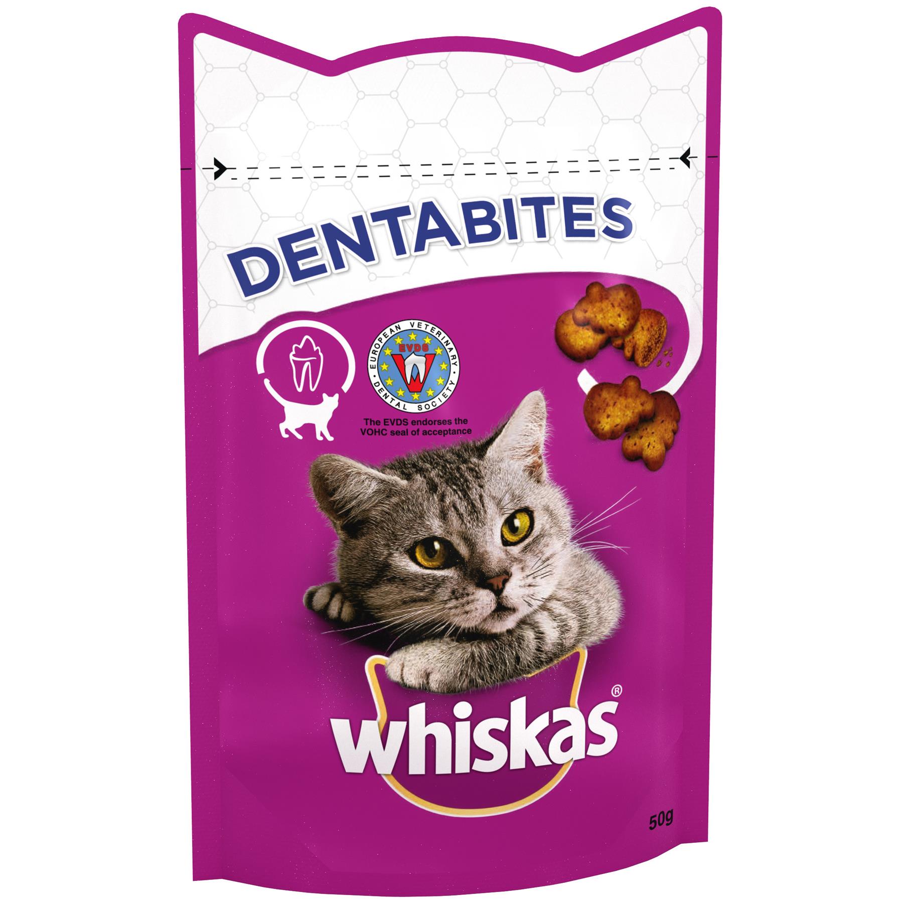 8 x 50g Whiskas Dentabites Dental Cat Treats with Chicken Cat Biscuits