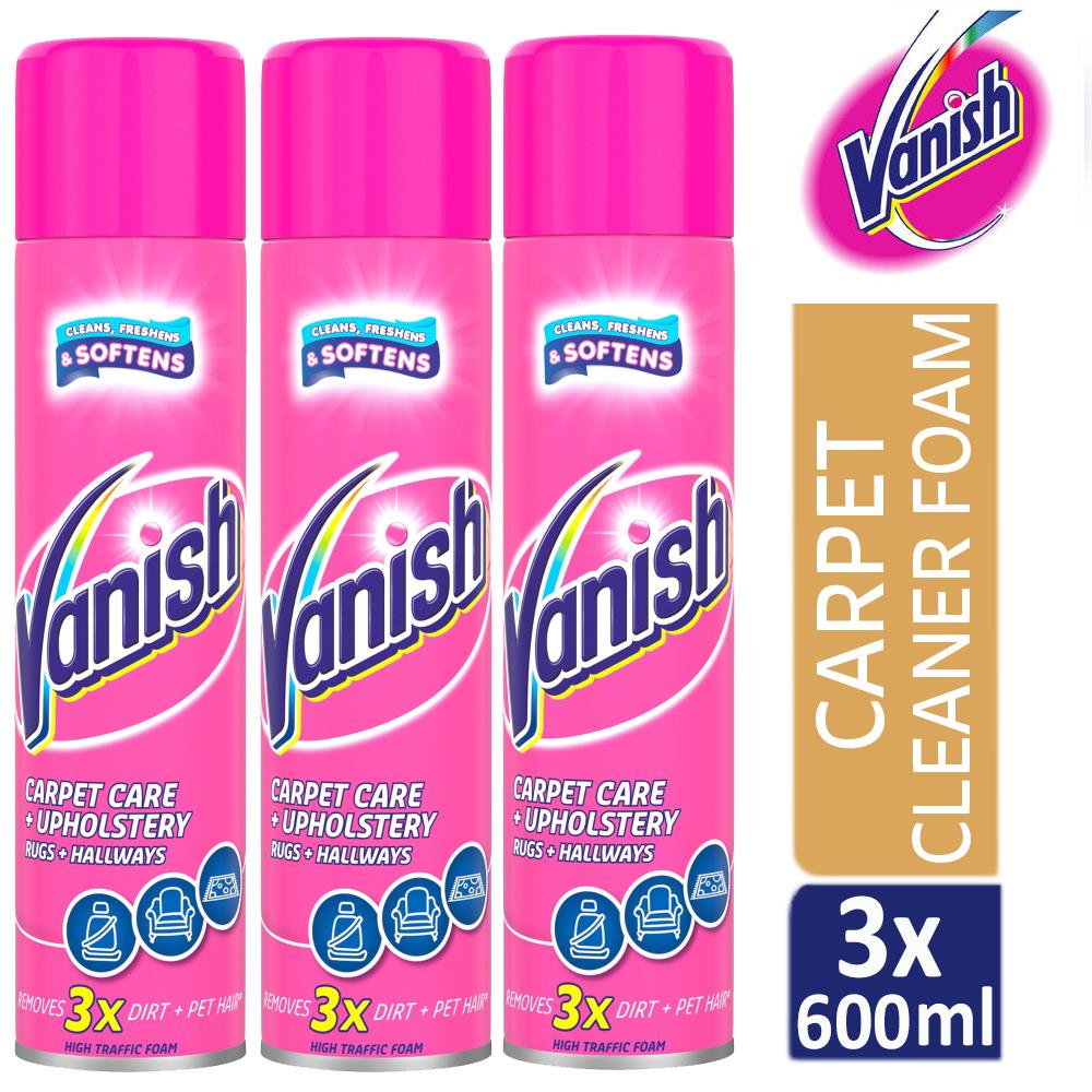 3 x Vanish Carpet Cleaner Power Foam Stain Remover High Traffic Shampoo