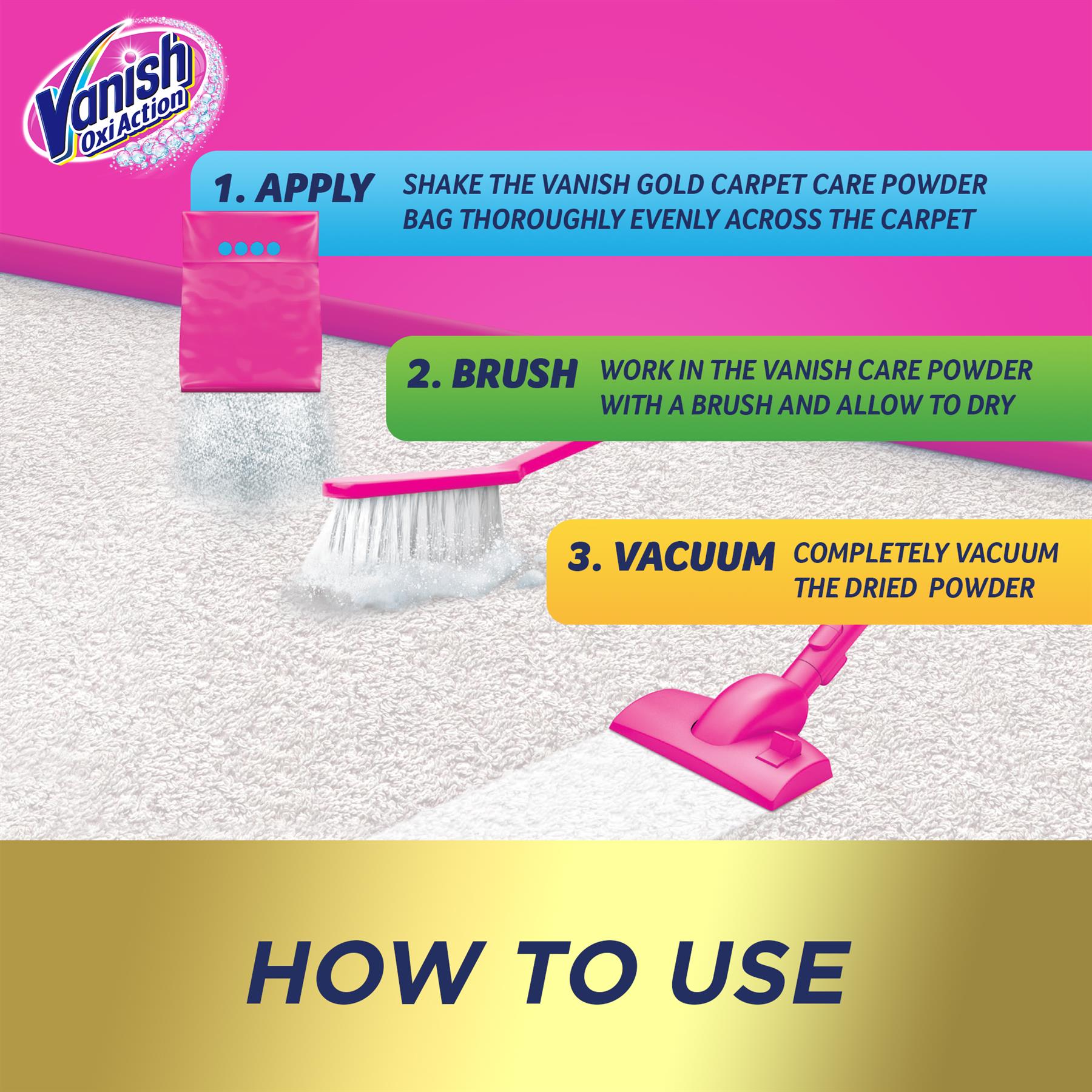 6 x Vanish Gold Carpet Cleaner Care Foam Upholstery Dirt & Stain