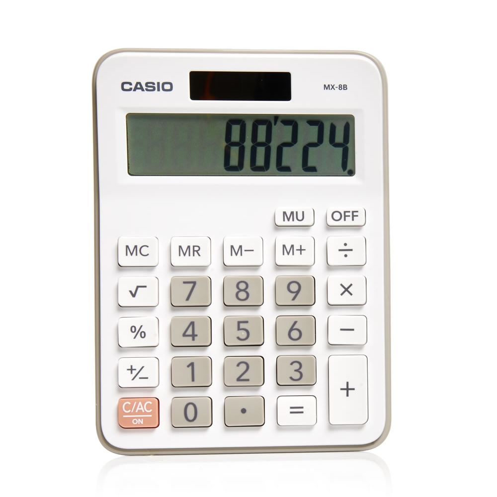 Casio MX8B Mini Desk Basic Solar Calculator Extra Big 8 Digit Display