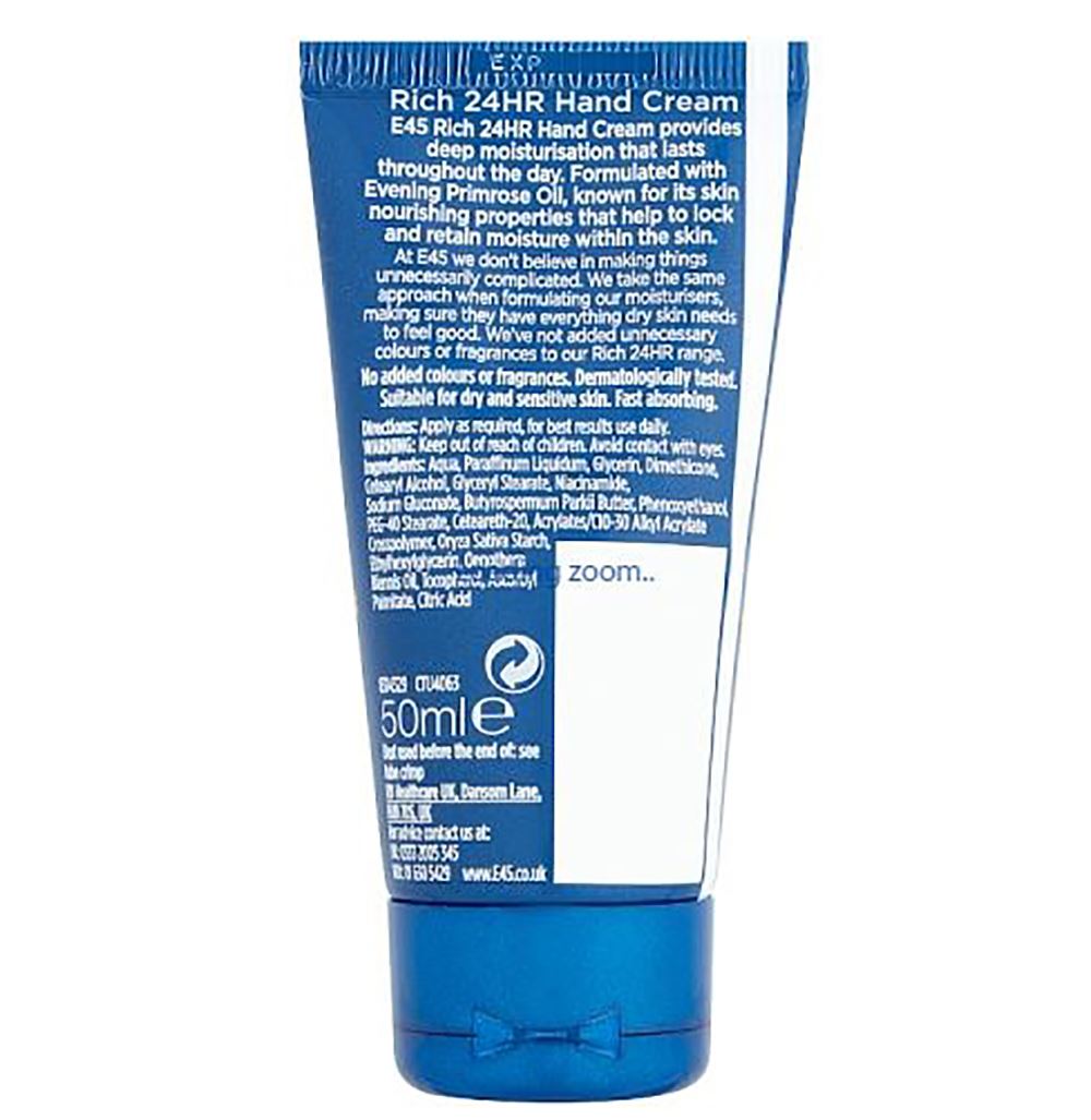 Details about E45 Straightforward Skincare Rich 24HR Hand Cream 50ml For Dry & Sensitive Skin Details about E45 Straightforward Skincare Rich 24HR Hand Cream 50ml For Dry & Sensitive Skin