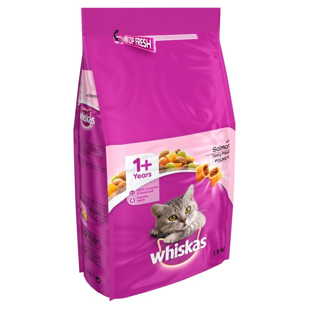 11.4kg Whiskas 1+ Adult Complete Dry Cat Food with Salmon Cat Biscuits