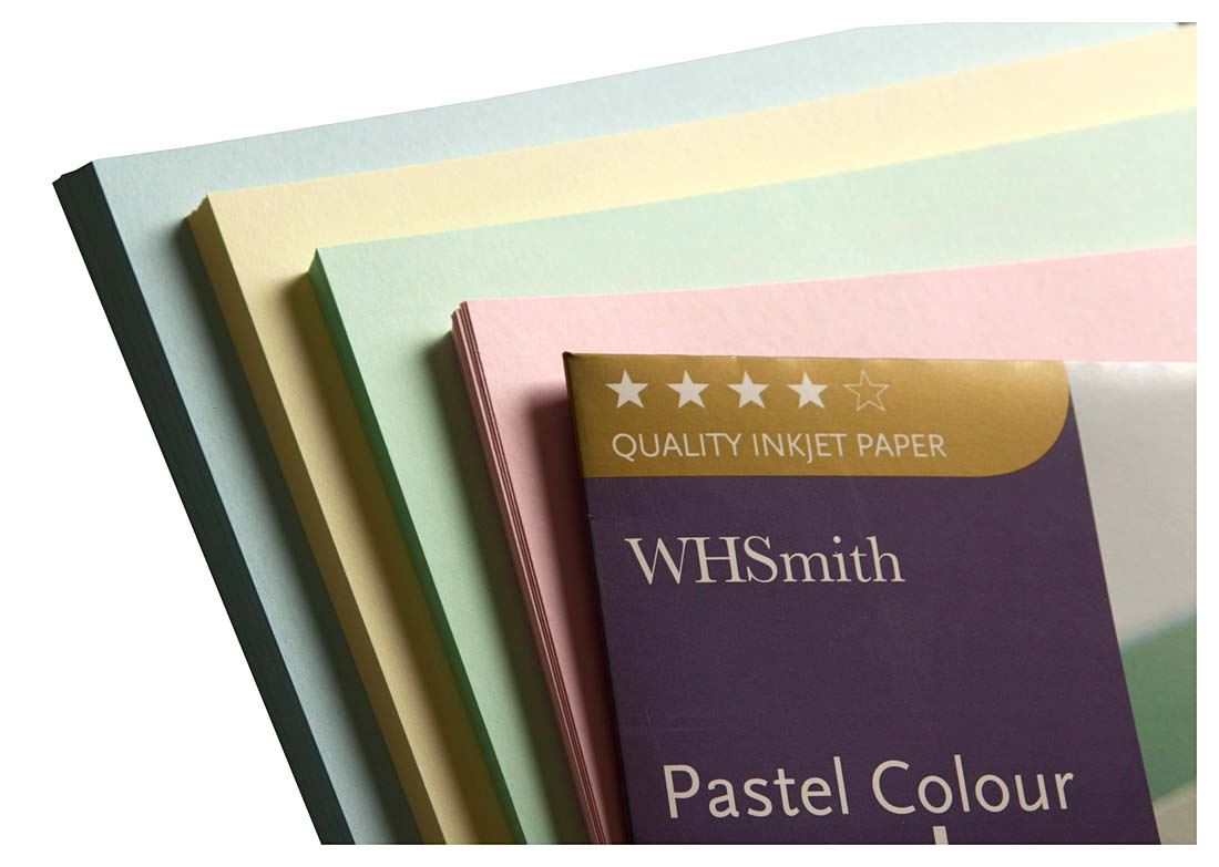WHSmith A4 Inkjet Card 4 Pastel Colour Subtle Shades 160 GSM Pack Of