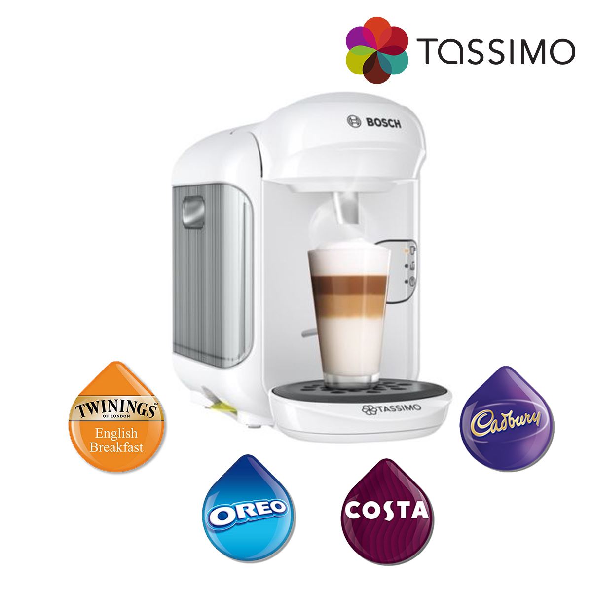 Tassimo Vivy 2 Costa Coffee Hot Drinks Machine White 1300W TAS1404