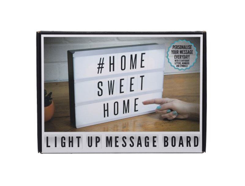Personalise Light Up Message Board Indoor Sign Chrome Modern Living
