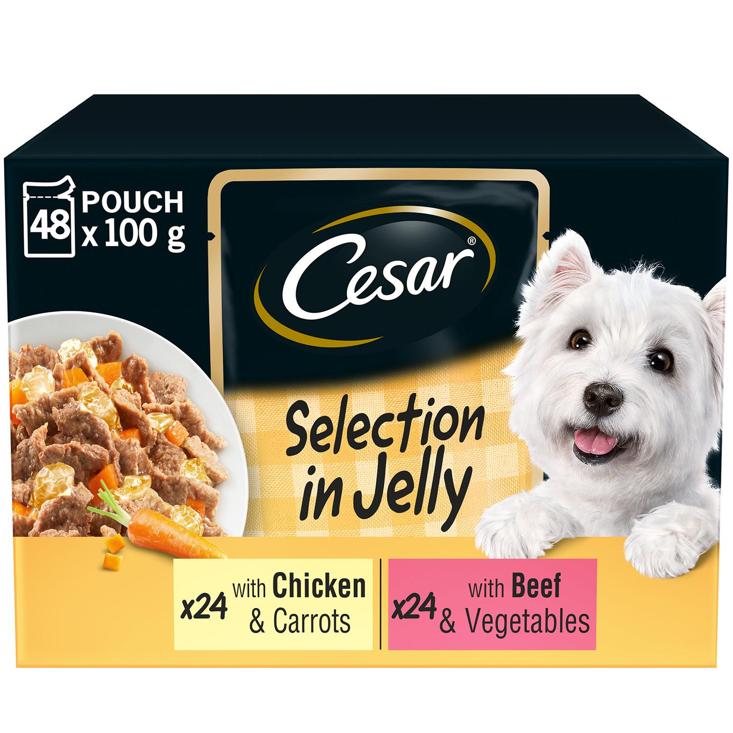 48 x 100g Cesar Luxury Adult Wet Dog Food Pouches Mixed Selection in