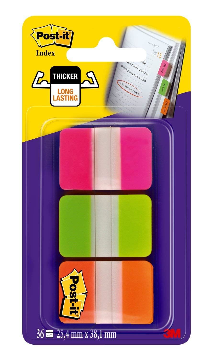 Postit Index Strong Filing Tabs Medium Assorted Colours Pack of 36