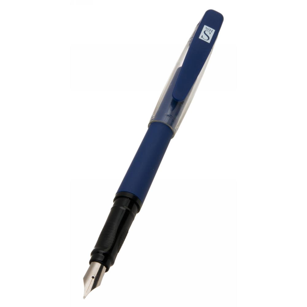 WHSmith Soft Grip Blue Fountain Pen Blue Ink Medium Nib Washable Ink