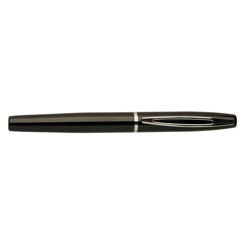WHSmith Black Lacquered Fountain Pen Blue Ink With Chrome Trim & Medium
