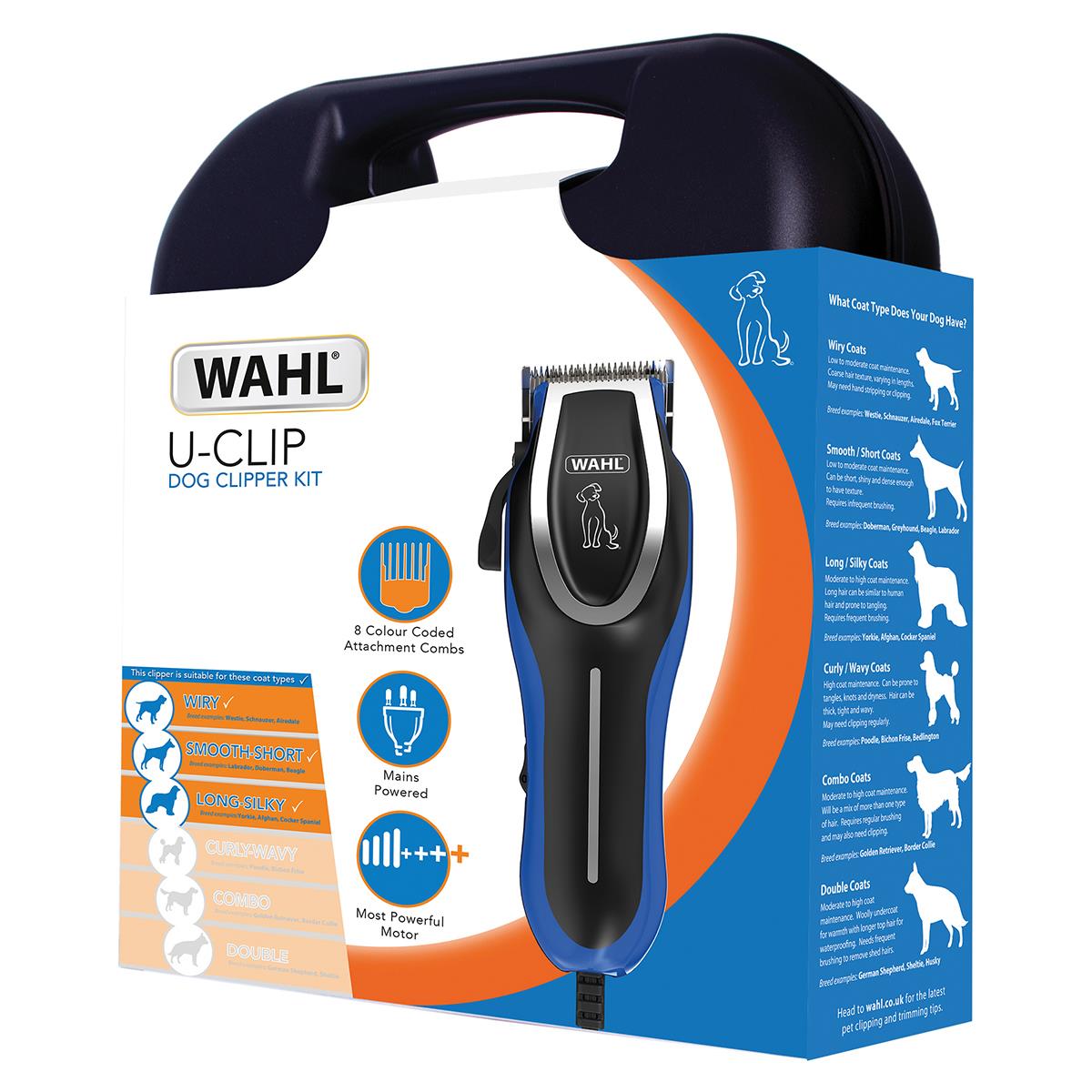 Wahl Corded UClip Dog Clipper Grooming Set 0.8 25mm Steel Blades