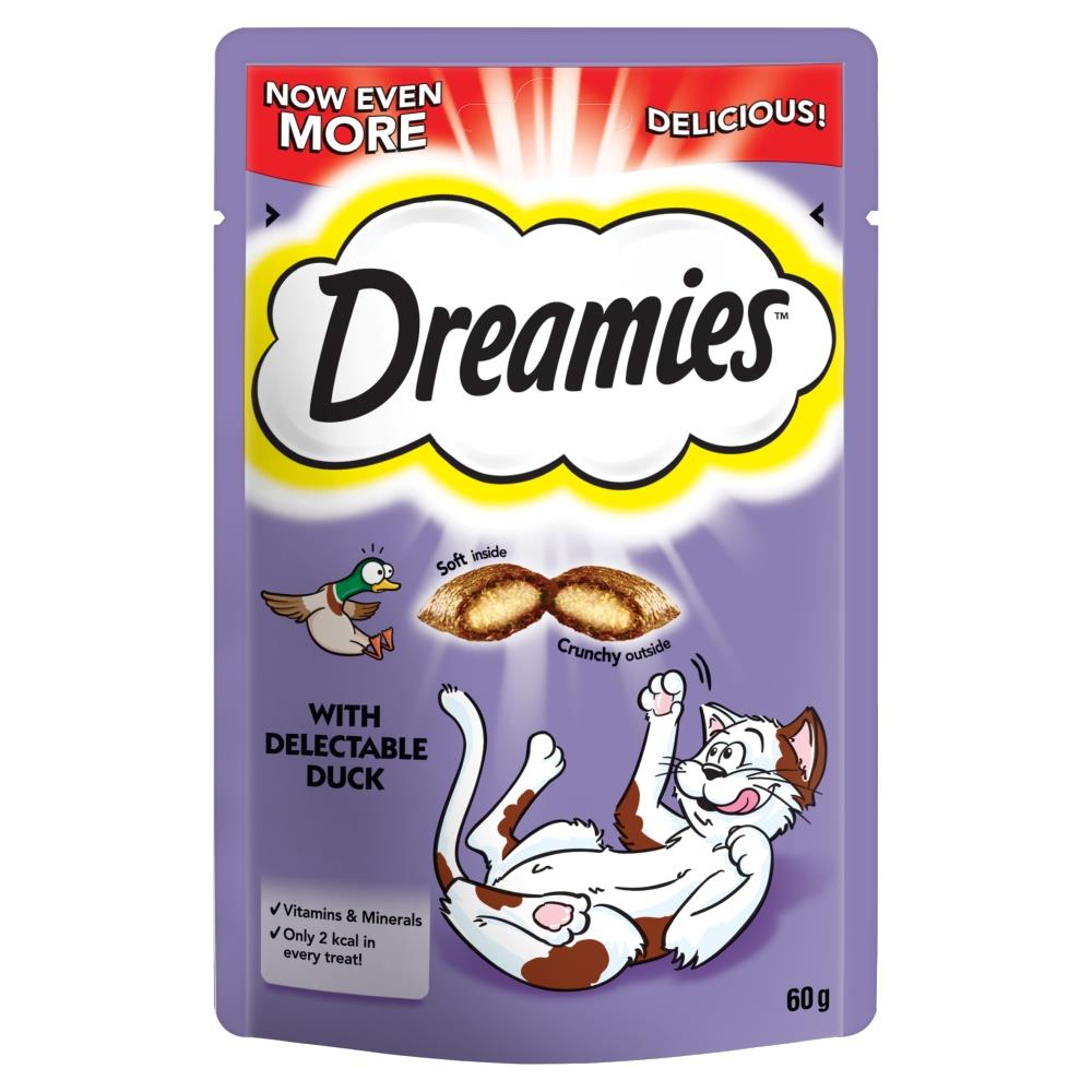 8 x 60g Dreamies Adult Cat Treats with Duck Cat Biscuits (480g