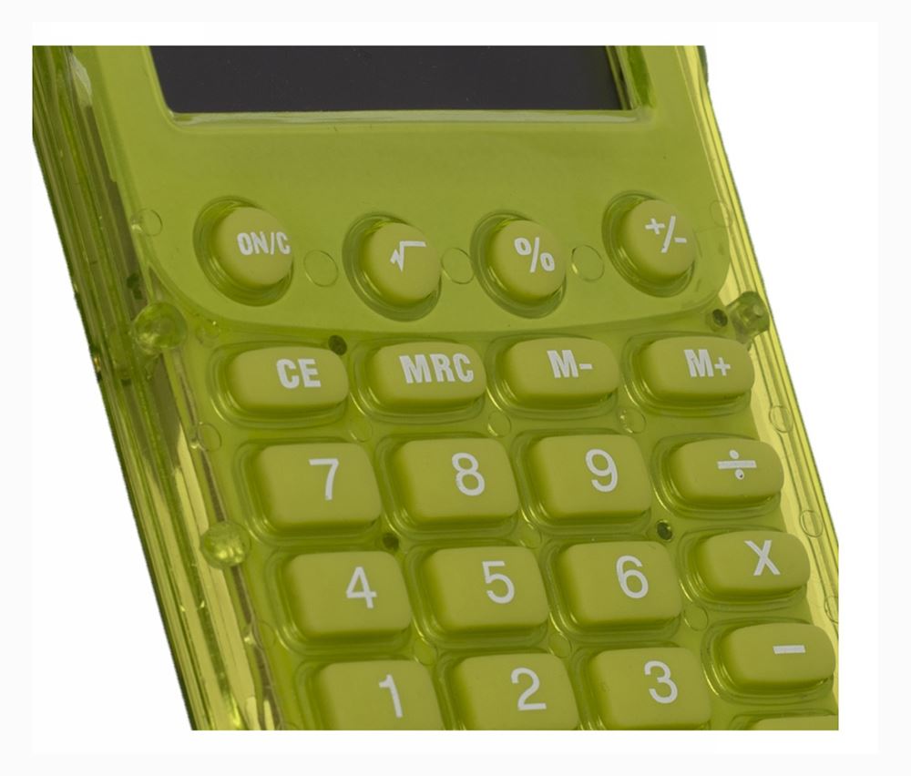 WHSmith Pocket Basic Calculator Lime Green Dual Powered With 8 Digital