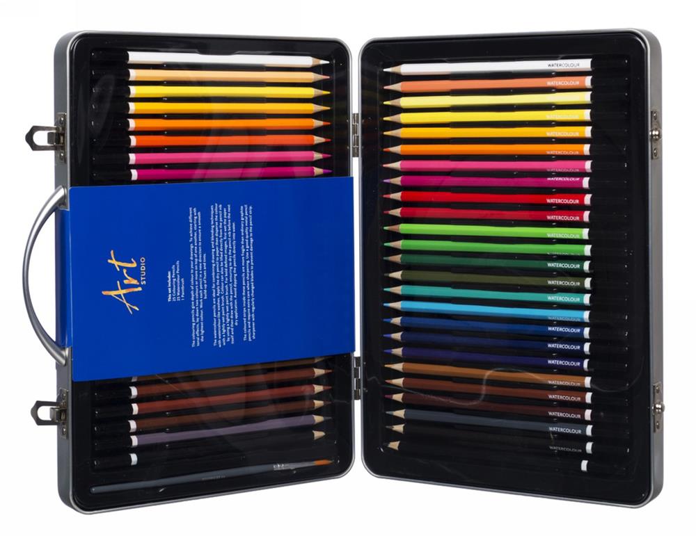 WHSmith Art Studio 25 Watercolour & 25 Colouring Pencil Set Suitable