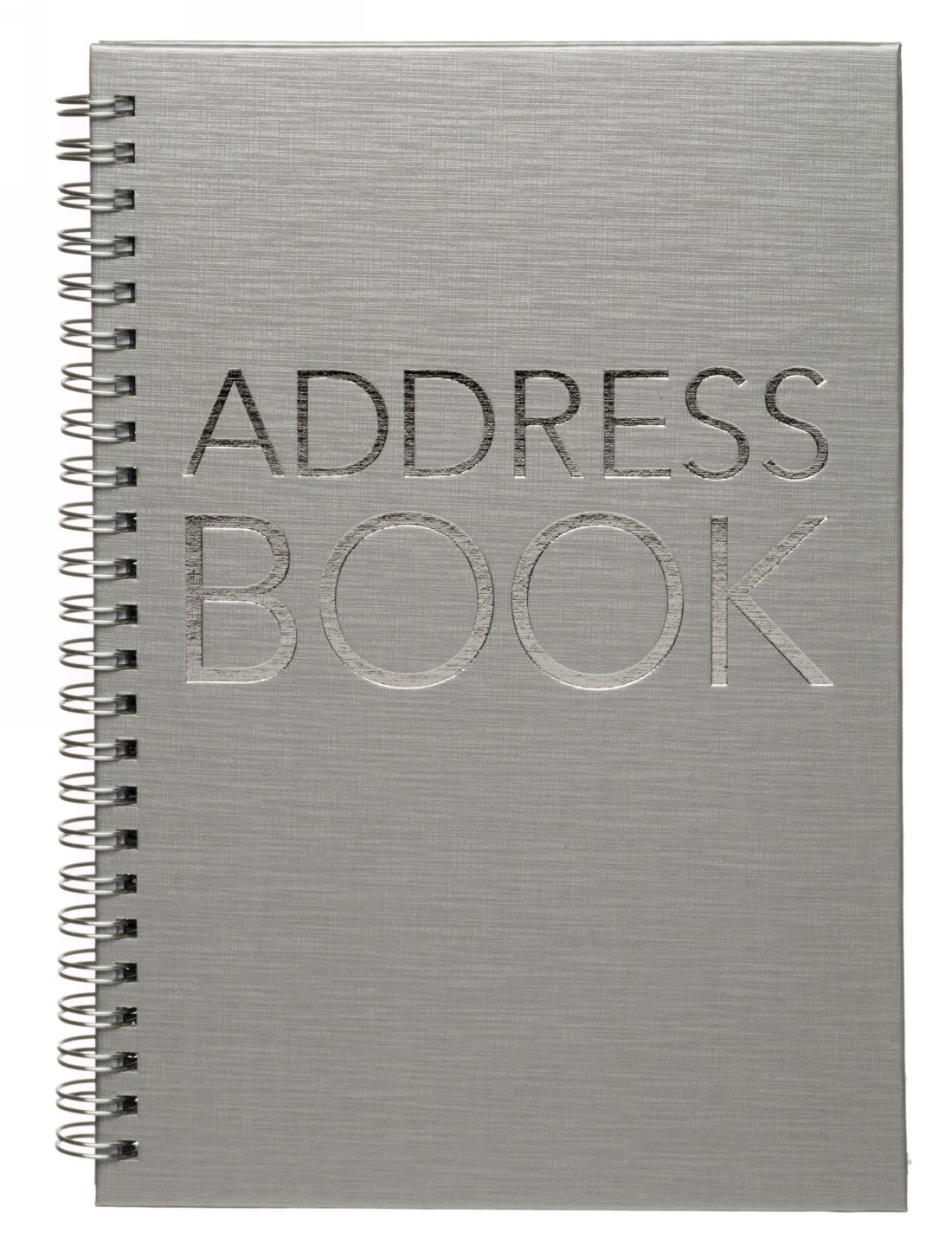 WHSmith Silver Metallic Foiled A5 Address Book Wiro Case Bound White