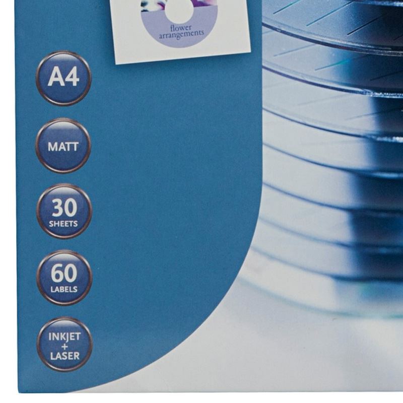 WHSmith CD / DVD A4 SelfAdhesive Matt Labels For Inkjet Printers Pack