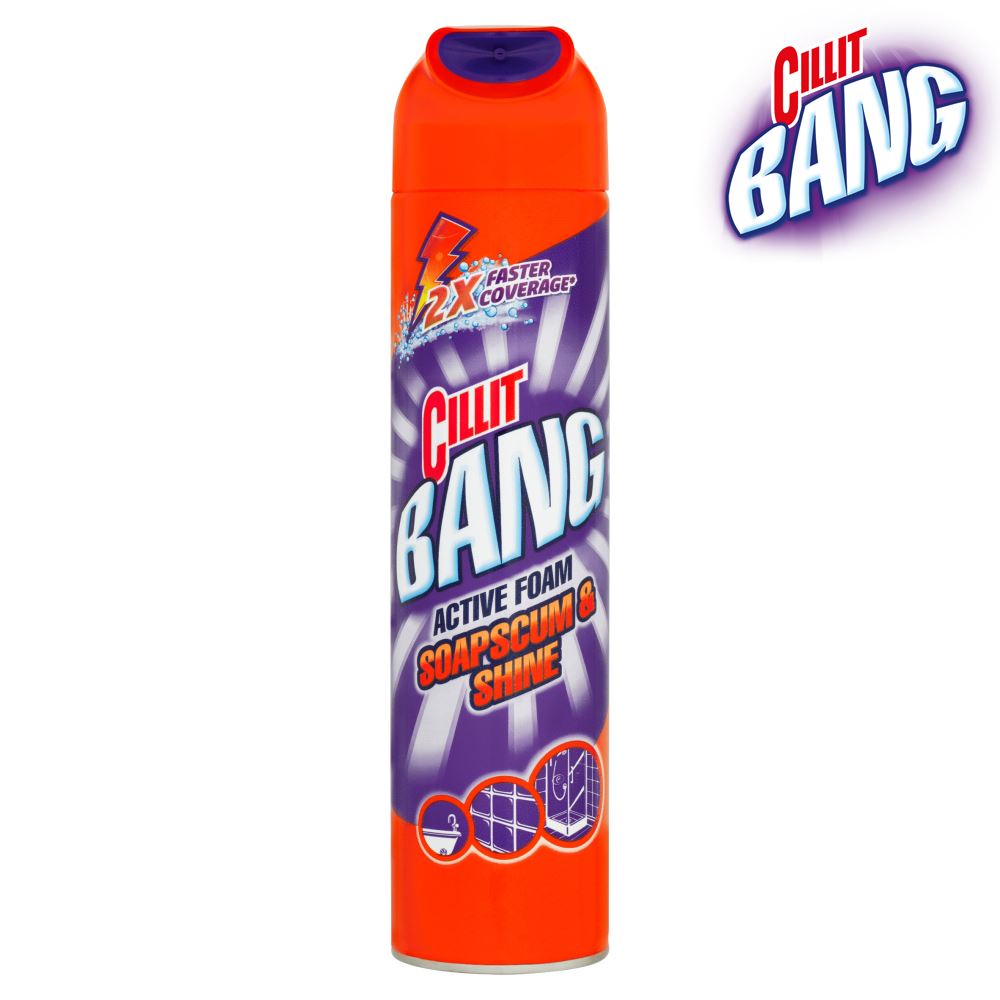 4 x Cillit Bang Active Foam Bathroom Surface Soapscum & Shower Cleaner