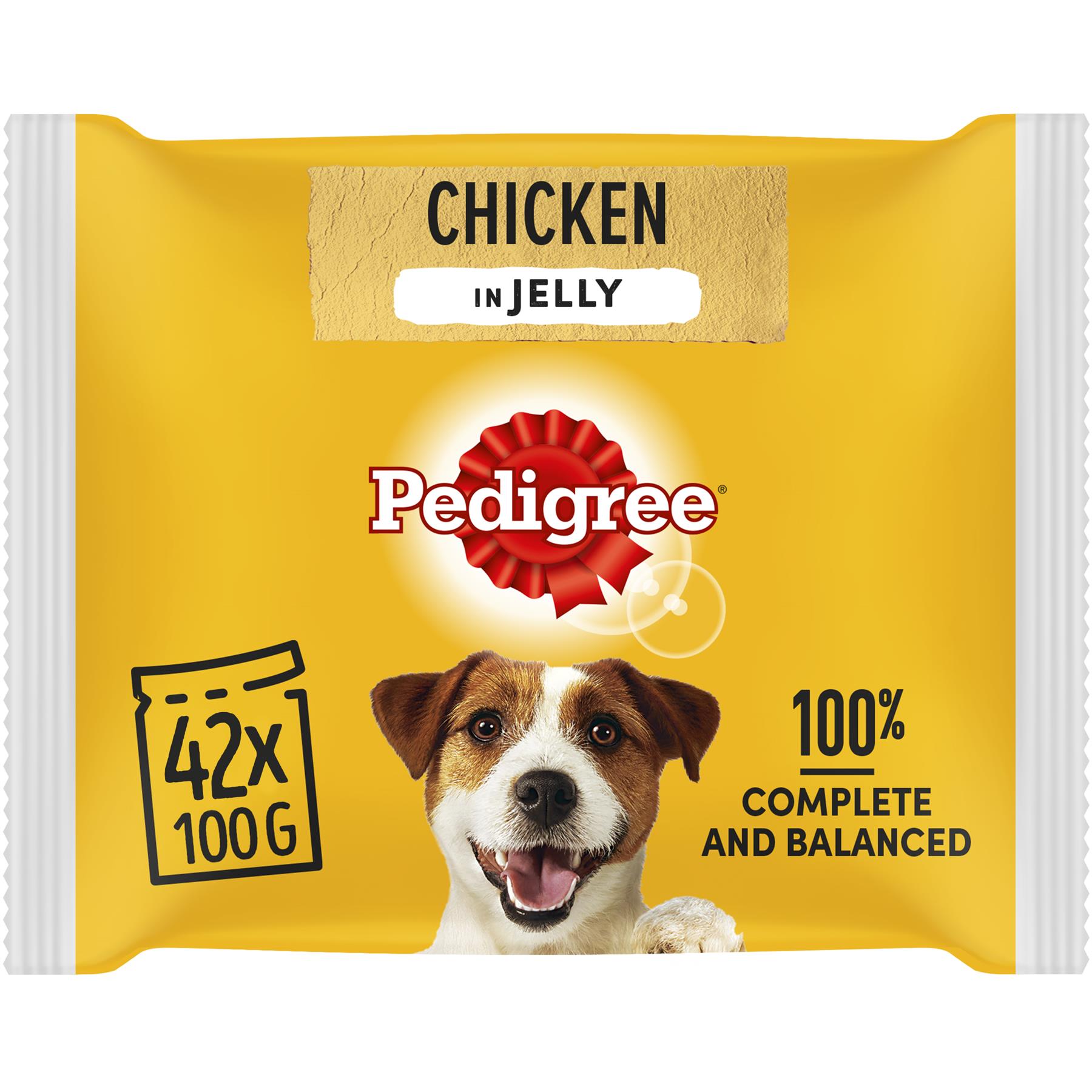 42 x 100g Pedigree Chicken in Jelly Wet Dog Food Pouches eBay