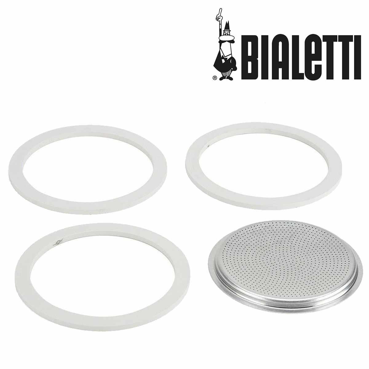 Bialetti Blister Coffee Maker 3 Gasket With 1 Filter Plate For 2 Cups