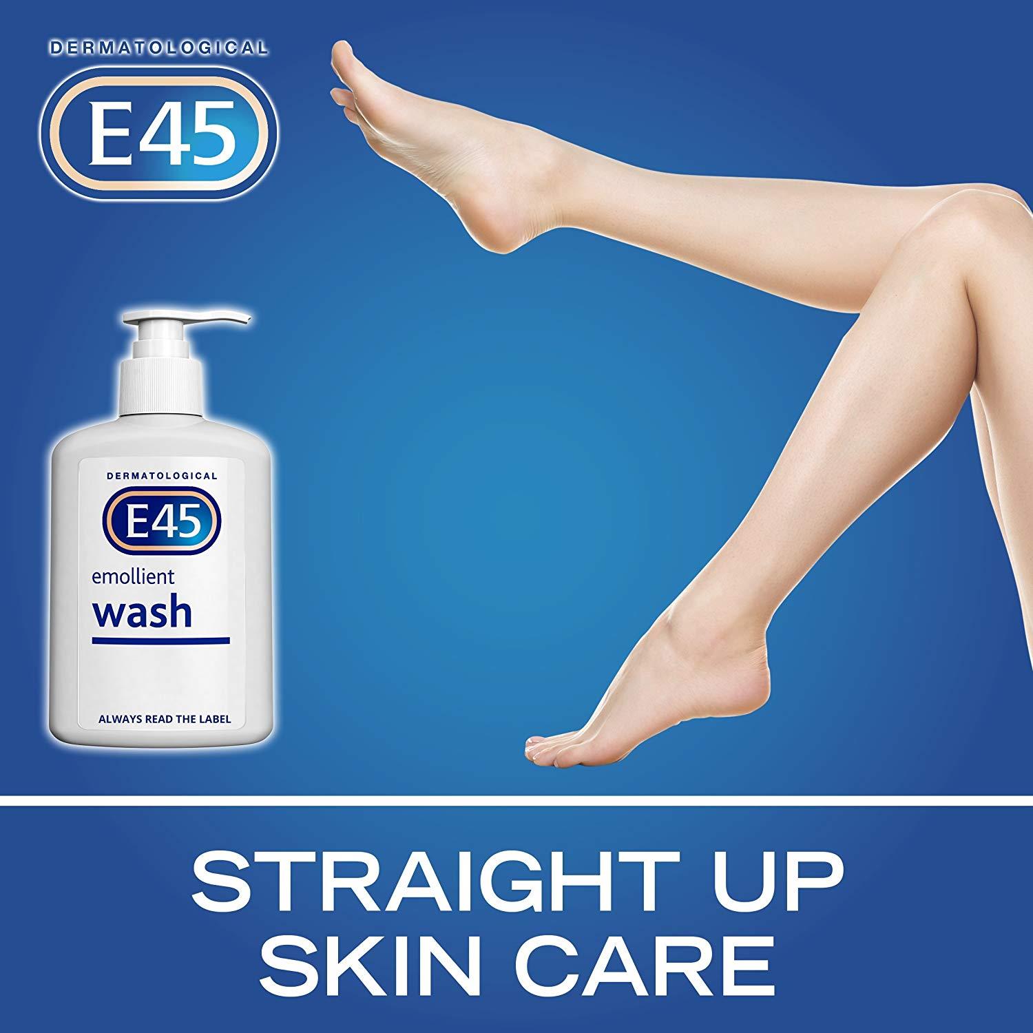 4 x E45 Dermatological Emollient Wash Cream 250ml Soap Free